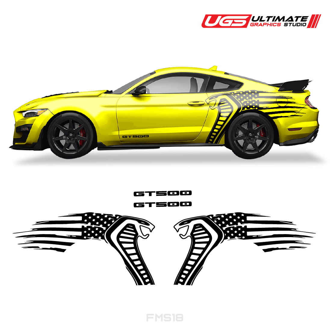 Ford Mustang Cobra USA Flag GT500 Graphics