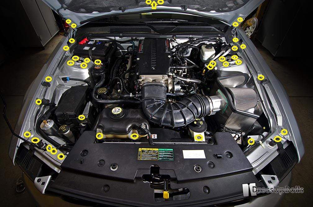 Stage 2 Titanium Hardware Engine Bay Kit - Ford Mustang (2005-2009)