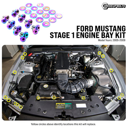 Stage 1 Titanium Hardware Engine Bay Kit - Ford Mustang (2005-2009)