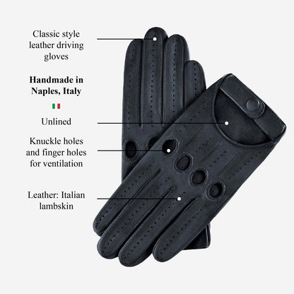 Alessa (black) - Classic Italian lambskin leather driving gloves