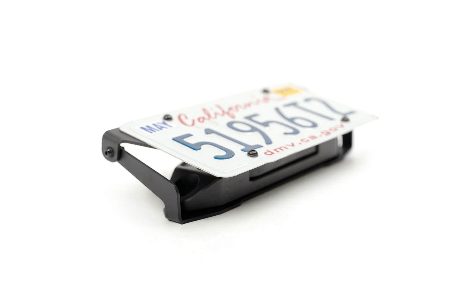 Fairlead Mounted Flip-Up License Plate Bracket covering fairlead