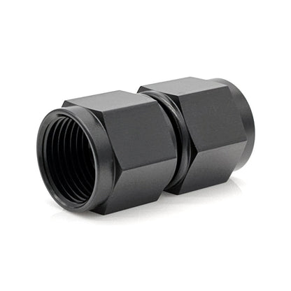 -8AN Female AN Flare Union Straight Adapter, Swivel Style, Black Hard Anodized Aluminum