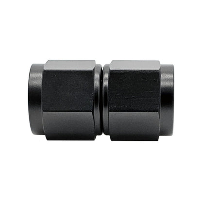 -8AN Female AN Flare Union Straight Adapter, Swivel Style, Black Hard Anodized Aluminum