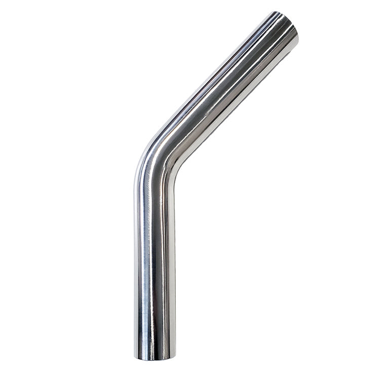 2.375" 16ga 45° Mandrel Bend - (3.563" CLR / 6.000" Legs) - Polished OD - 304 Stainless