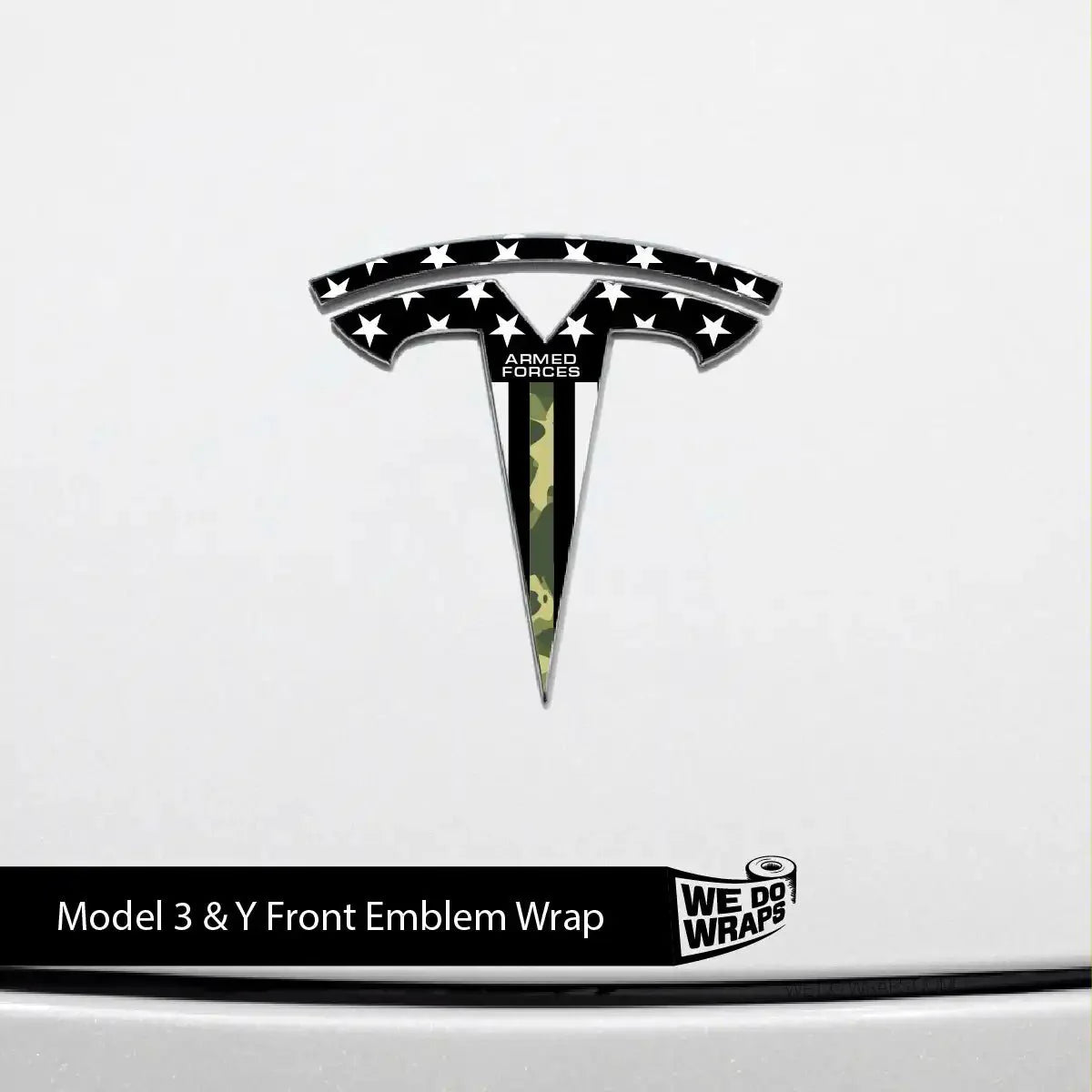First Responders Armed Forces Tesla Emblem Decals (Front + Back) | Model Y