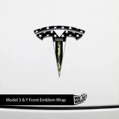 First Responders Armed Forces Tesla Emblem Decals (Front + Back) | Model Y