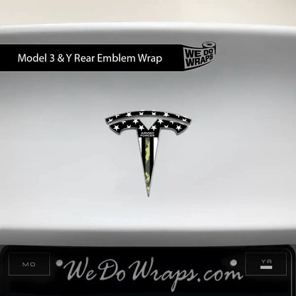 First Responders Armed Forces Tesla Emblem Decals (Front + Back) | Model 3