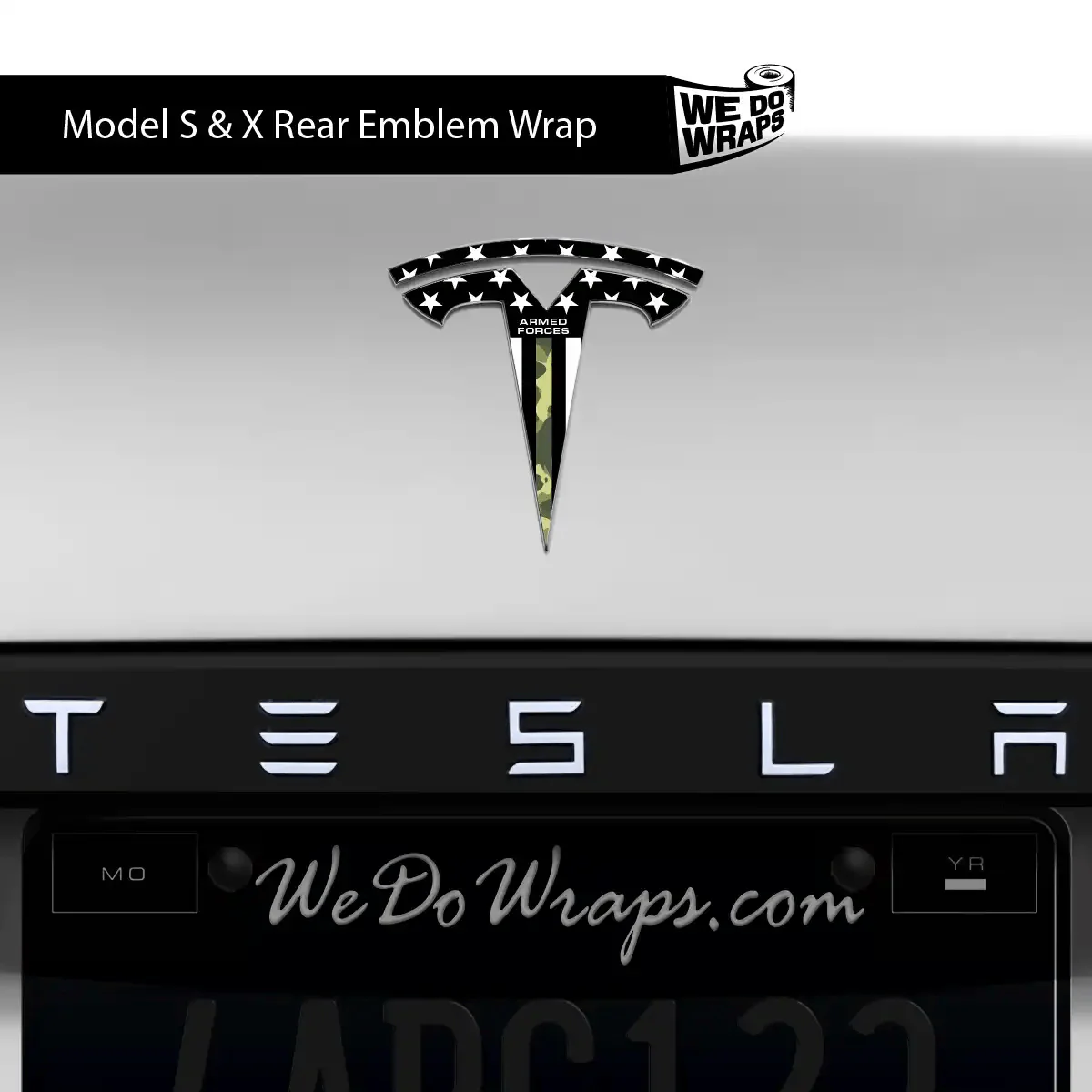 First Responders Armed Forces Tesla Emblem Decals (Front + Back) | Model X