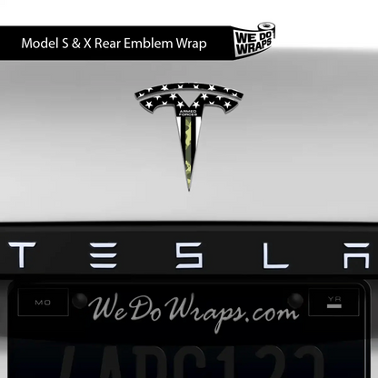 First Responders Armed Forces Tesla Emblem Decals (Front + Back) | Model X