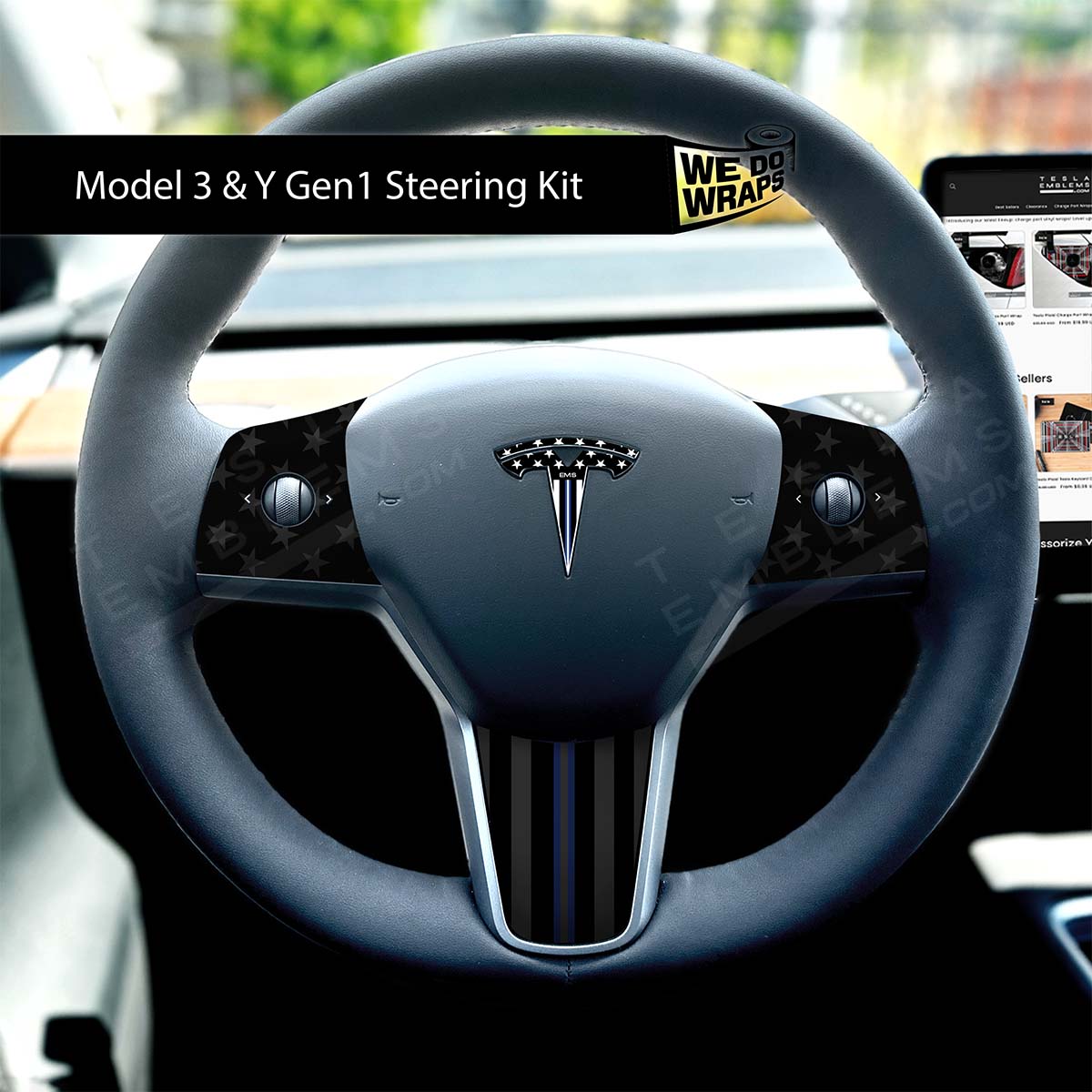 First Responders Tesla Steering Wheel Trim Decal Kit (4pcs) | MY 2019-'25