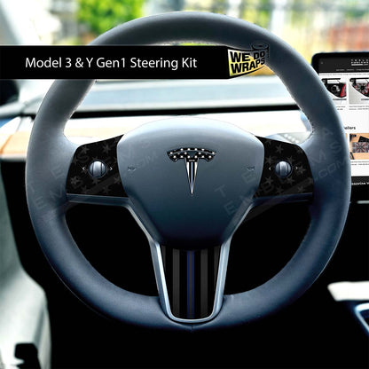 First Responders Tesla Steering Wheel Trim Decal Kit (4pcs) | MY 2019-'25