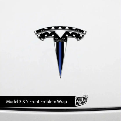 First Responders Law Enforcement Tesla Emblem Decals (Front + Back) | Model Y
