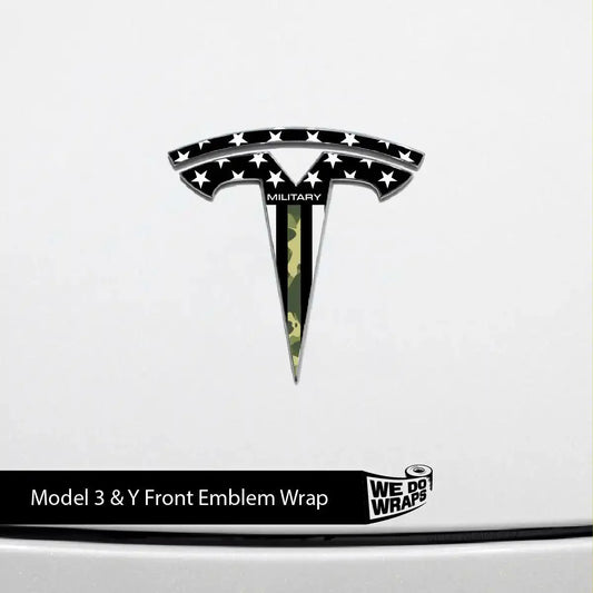 First Responders Armed Forces Tesla Emblem Decals (Front + Back) | Model 3