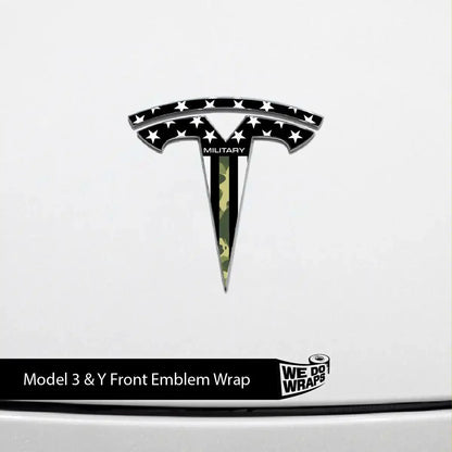 First Responders Armed Forces Tesla Emblem Decals (Front + Back) | Model Y