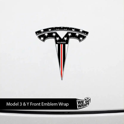 First Responders Nurse Tesla Emblem Decals (Front + Back) | Model Y
