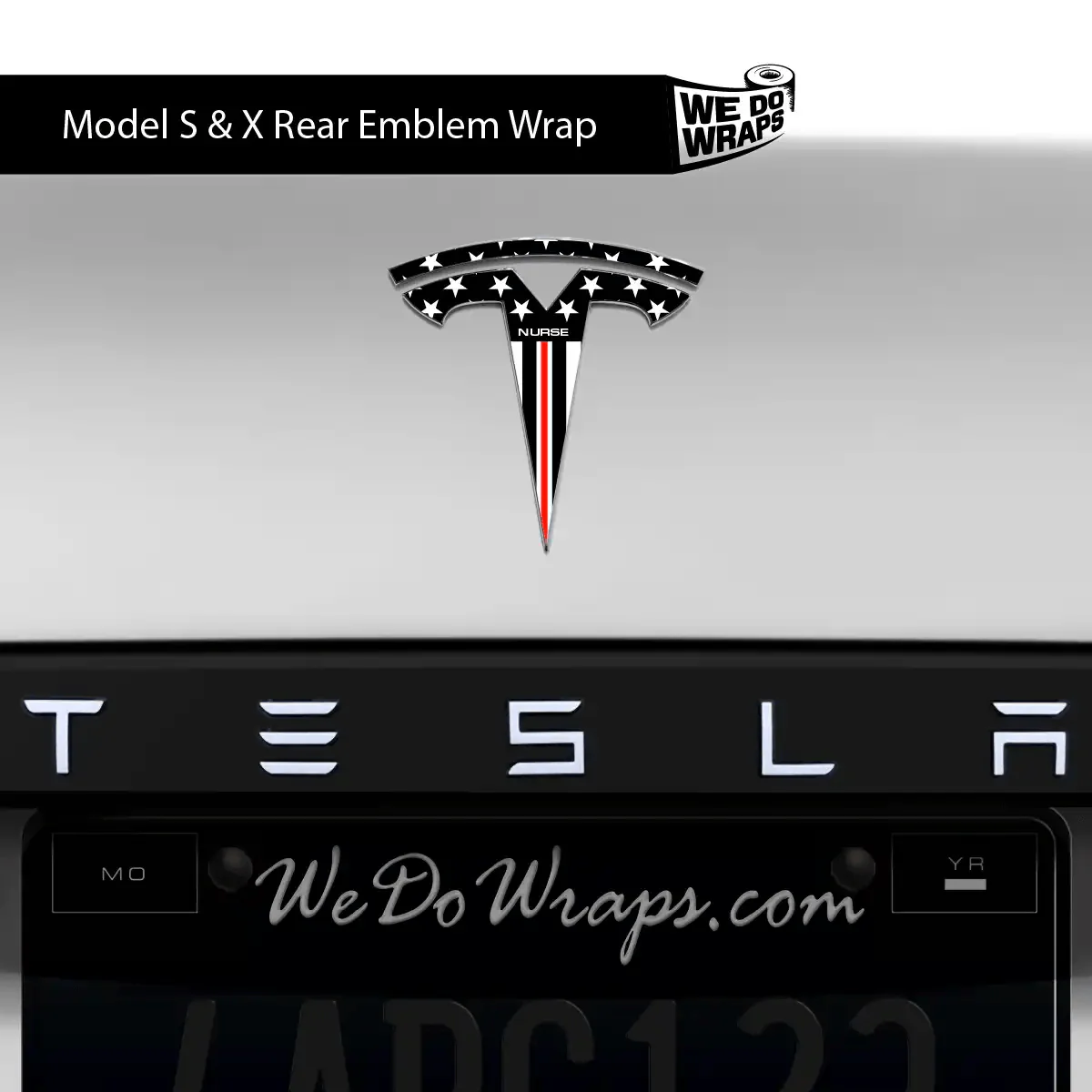 First Responders Nurse Tesla Emblem Decals (Front + Back) | Model S