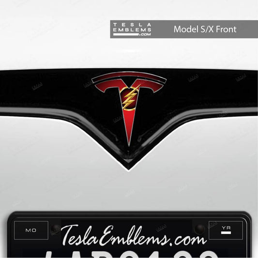 Flash Tesla Emblem Decals (Front + Back) | Model X