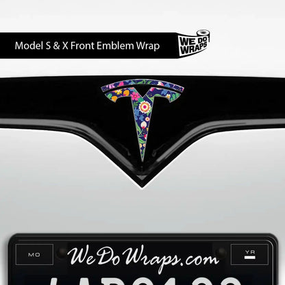 Floral Meadow Tesla Emblem Decals (Front + Back) | Model X
