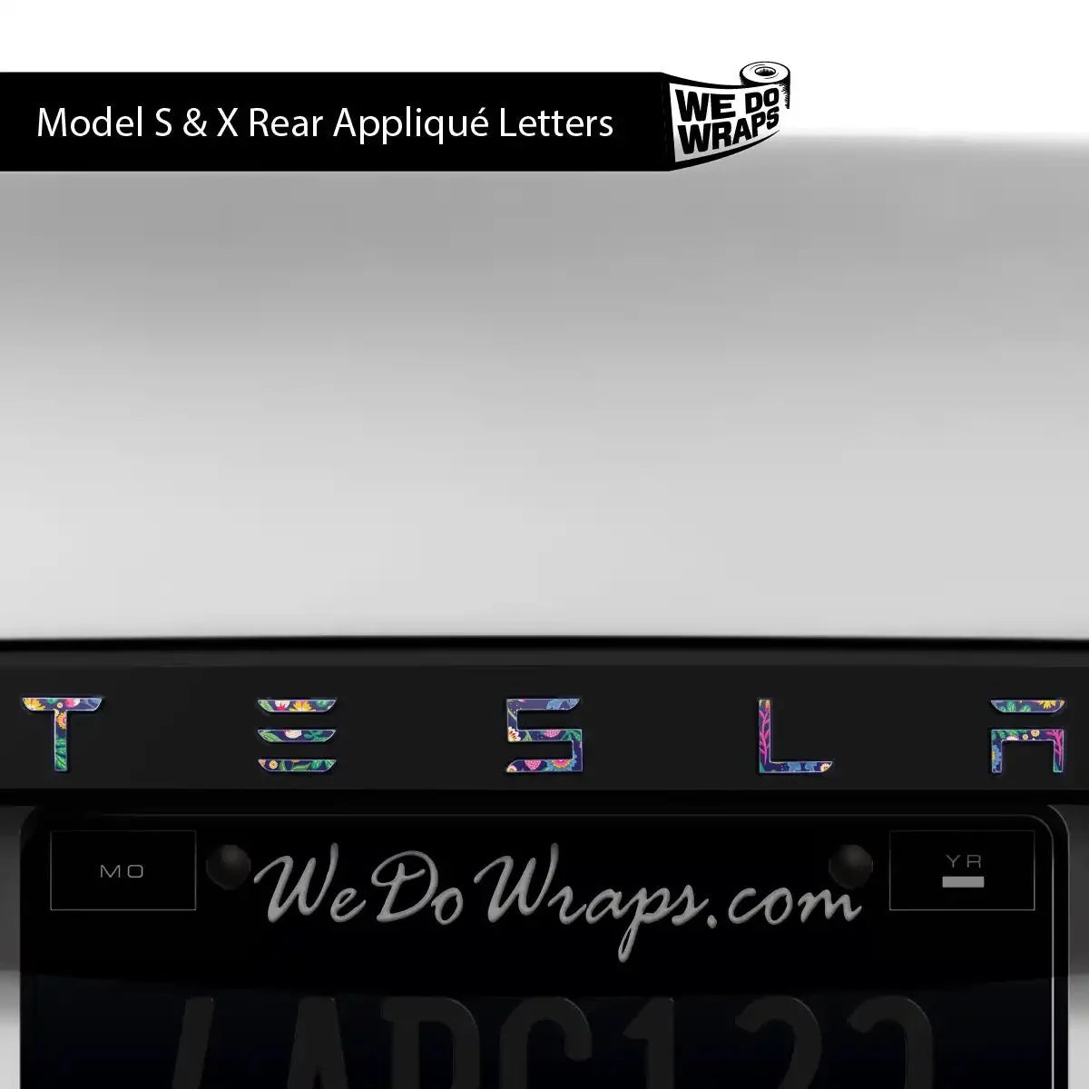 Floral Meadow Tesla Emblem Decals (Front + Back) | Model X
