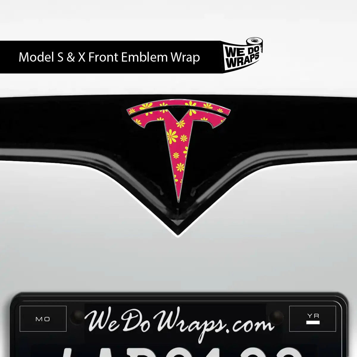 Flower Power Tesla Emblem Decals (Front + Back) | Model X