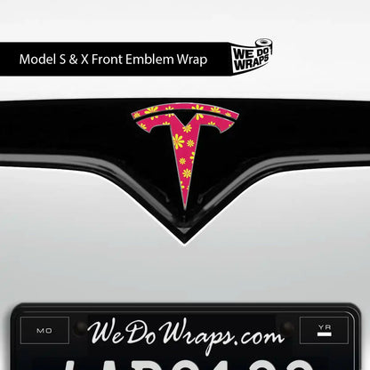 Flower Power Tesla Emblem Decals (Front + Back) | Model X