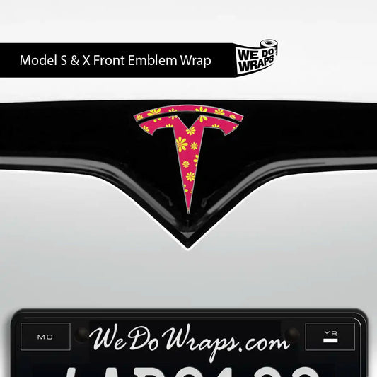 Flower Power Tesla Emblem Decals (Front + Back) | Model X