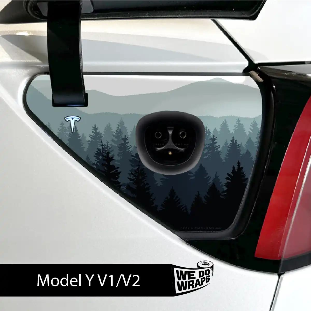 Foggy Pines Tesla Charge Port Wrap | Model Y