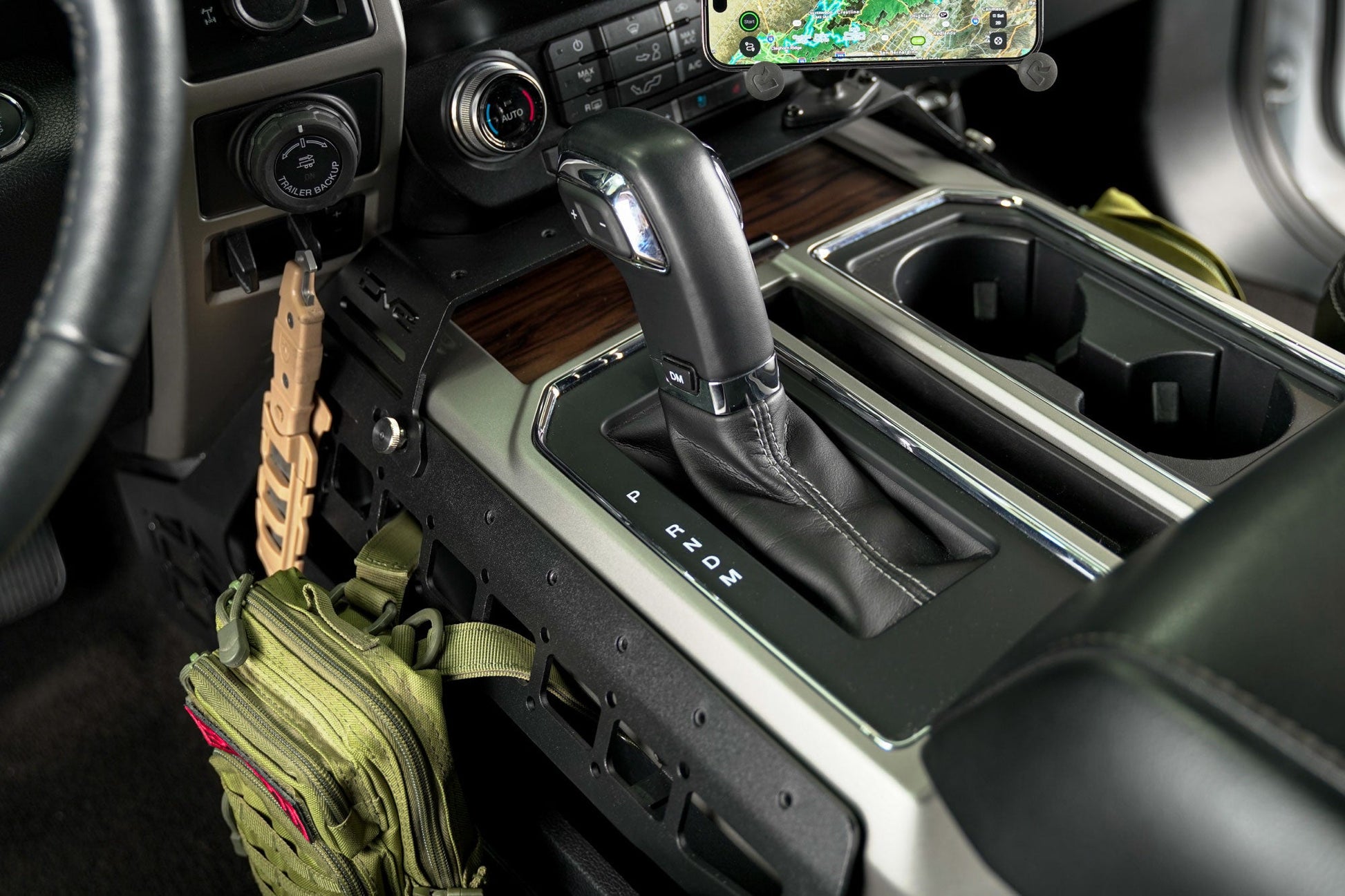 Driver Side Center Console Molle Panels & Device Mount for the 2015-2020 Ford F-150 & 2017-2021 F-250/350