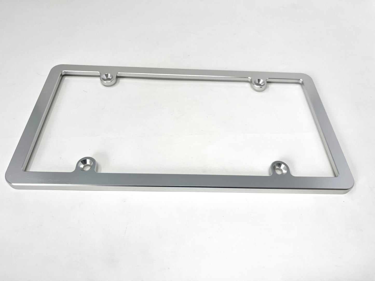 Billet Aluminum License Plate Frame Slim Silver