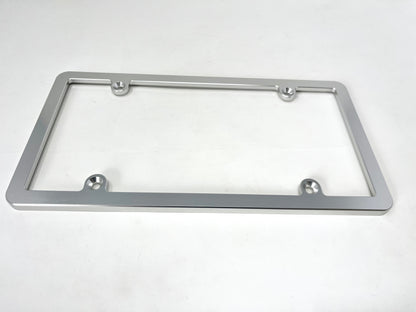 Billet Aluminum License Plate Frame Slim Silver