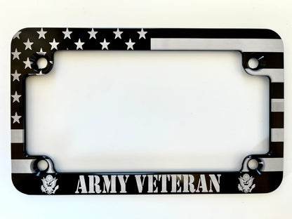 Army Veteran American Flag Slim Billet Aluminum Motorcycle License Plate Frame
