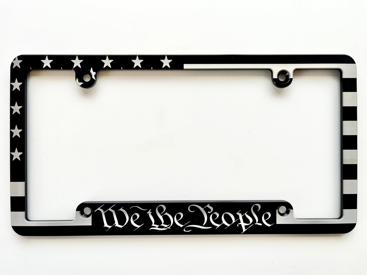 We The People American Flag Billet Aluminum License Plate Frame