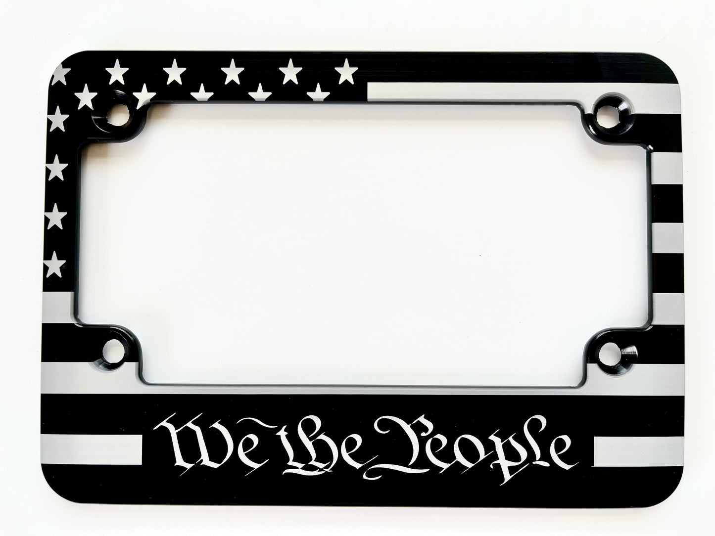 We the People American Flag Billet Aluminum Motorcycle License Plate Frame