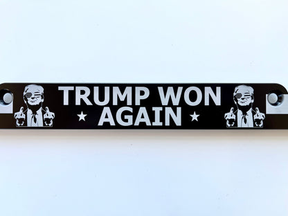 Trump Won MF MAGA American Flag Billet Aluminum License Plate Frame