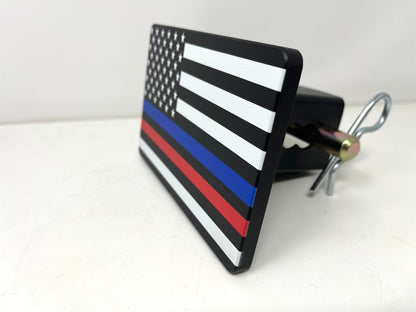American Flag First Responder Blue and Red Line Hitch Cover