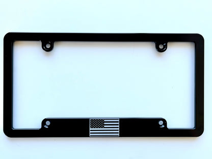 Small American Flag Billet Aluminum License Plate Frame