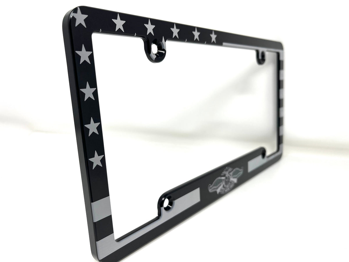 Fleet Marine Force American Flag Billet Aluminum License Plate Frame