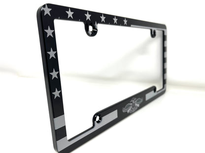 Fleet Marine Force American Flag Billet Aluminum License Plate Frame