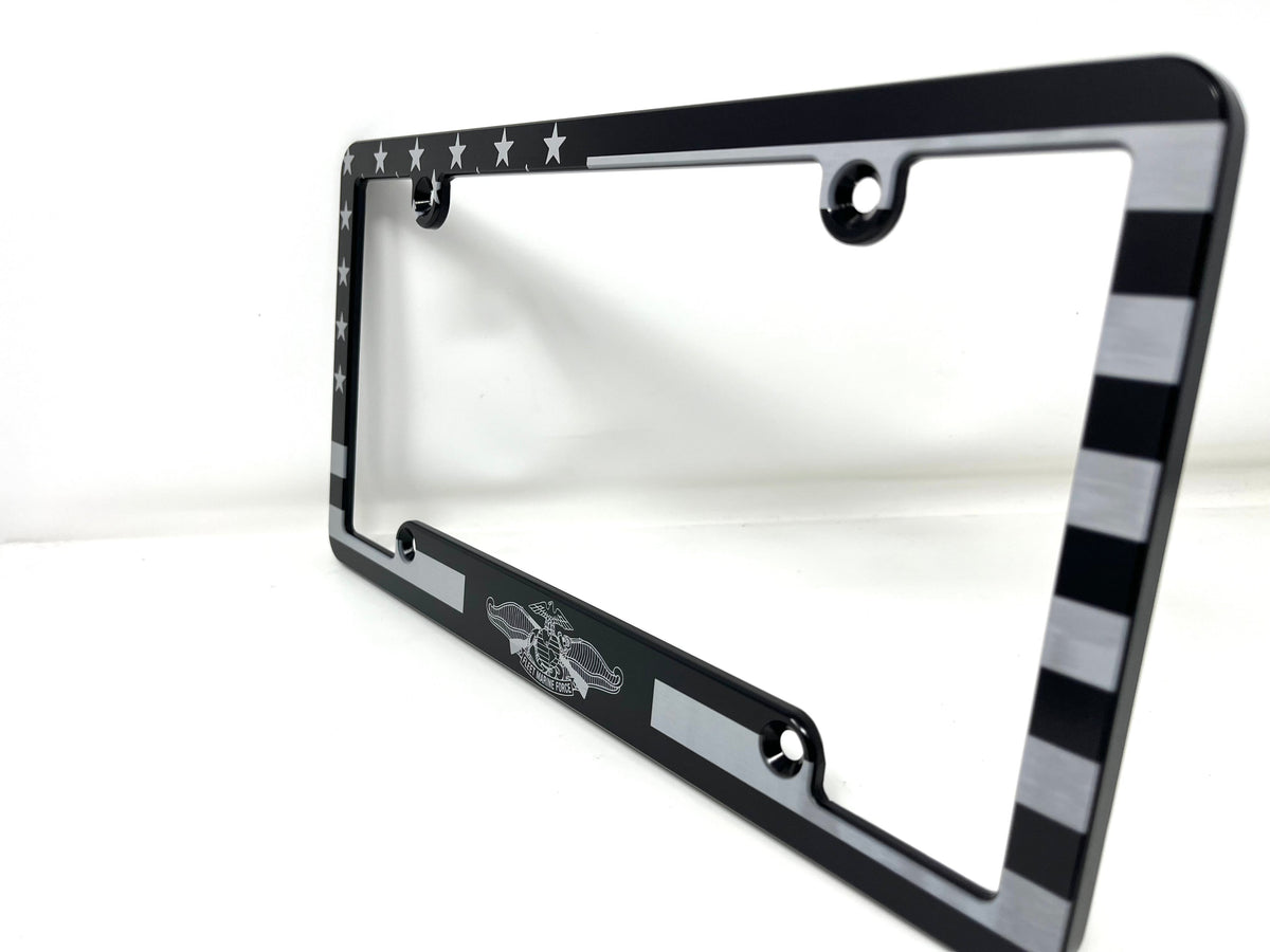 Fleet Marine Force American Flag Billet Aluminum License Plate Frame