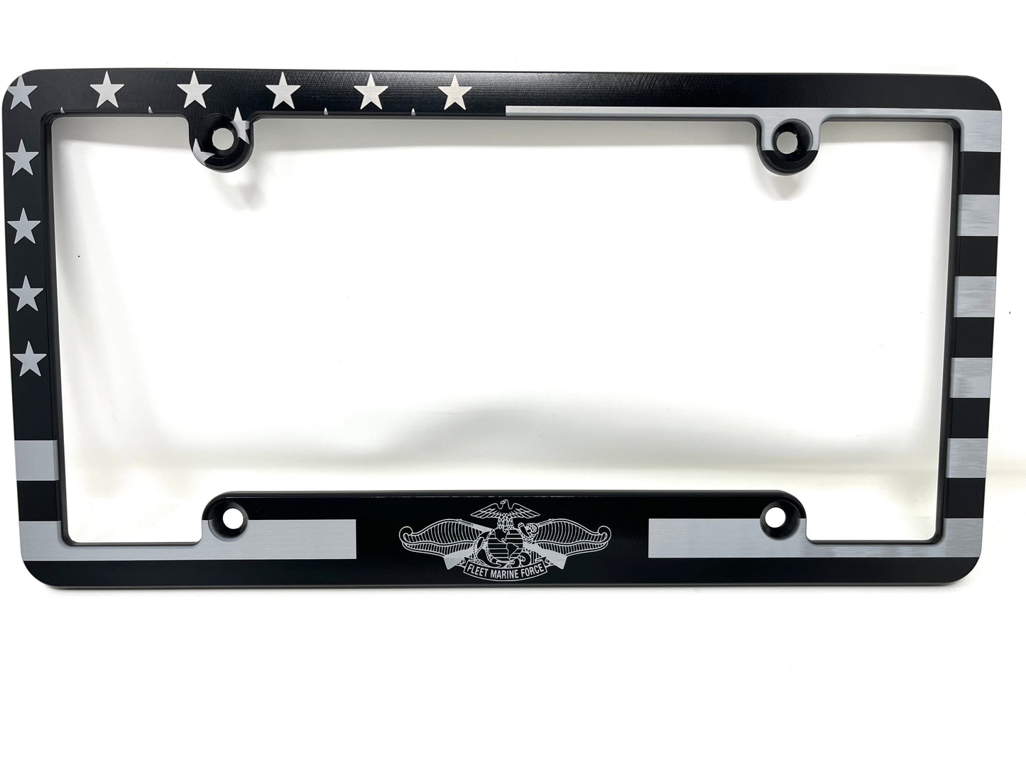 Fleet Marine Force American Flag Billet Aluminum License Plate Frame