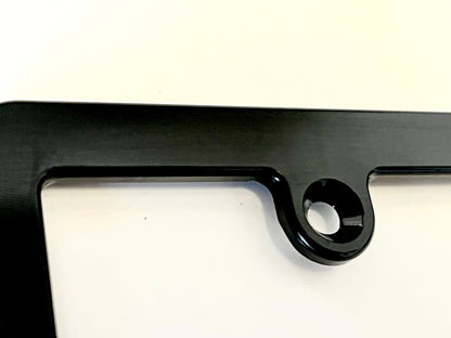 Billet Aluminum License Plate Frame Slim Black Anodized