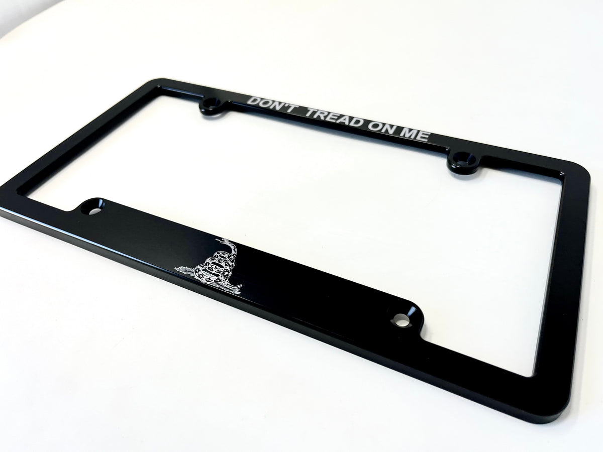 Don’t Tread On Me Gadsden Flag Billet Aluminum License Plate Frame