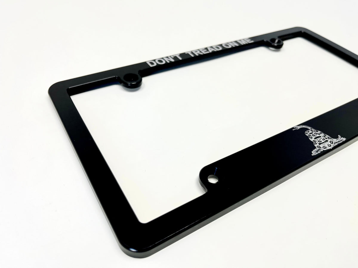 Don’t Tread On Me Gadsden Flag Billet Aluminum License Plate Frame