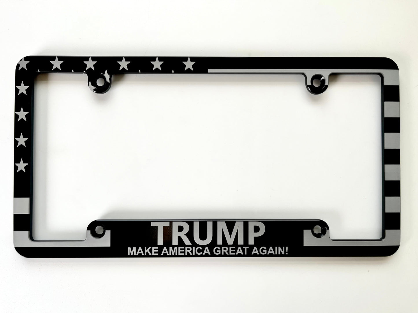 Trump MAGA American Flag Billet Aluminum License Plate Frame