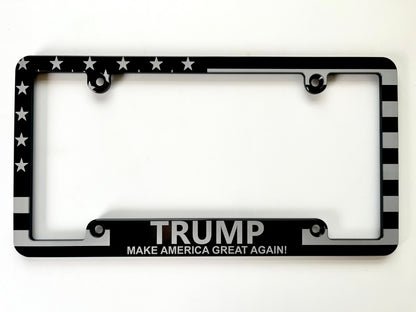 Trump MAGA American Flag Billet Aluminum License Plate Frame
