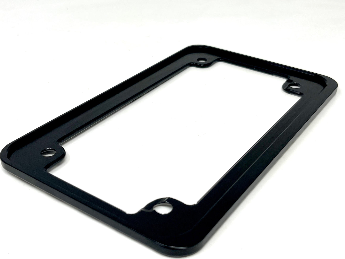 Slim Billet Aluminum Motorcycle License Plate Frame – Laser Engraved American Flag – Made in USA