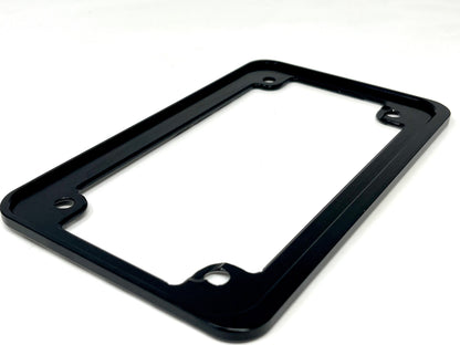 Slim Billet Aluminum Motorcycle License Plate Frame – Laser Engraved American Flag – Made in USA