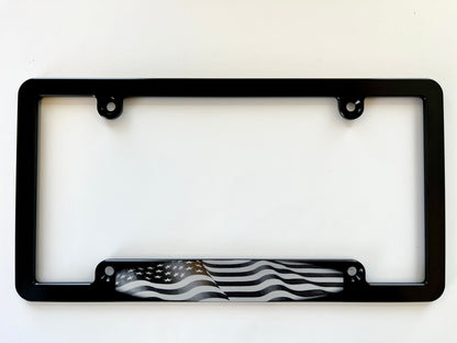Waving American Flag Billet Aluminum License Plate Frame