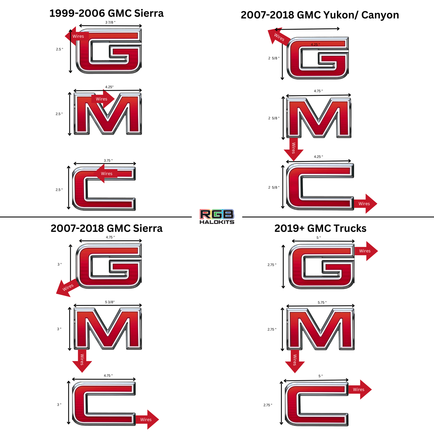 GMC LED Emblem: Multicolor (1999-2026)
