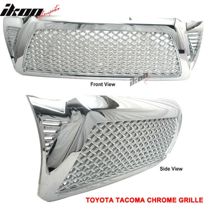 Fits 05-11 Tacoma Chrome Replacement Front Hood Bumper Mesh GrilleABS